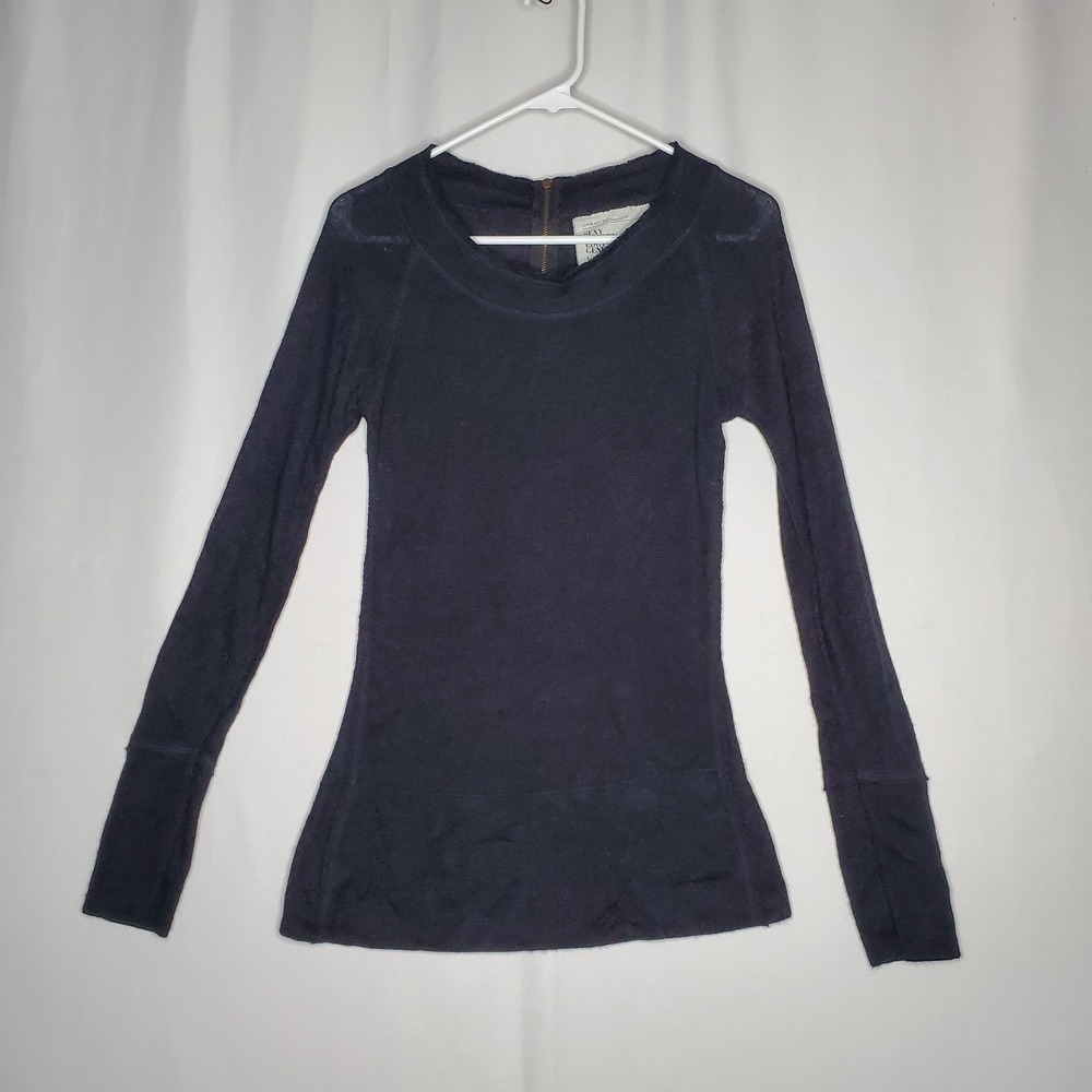 Urban Behavior Sweater Jrs Large Black Lightweight Knit Zip Long Sleeve Vtg Y2K